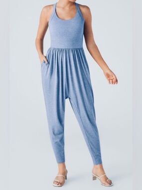 3X    HALARA BACKLESS TWISTED U NECK EASY PEEZY HAREM JUMPSUIT